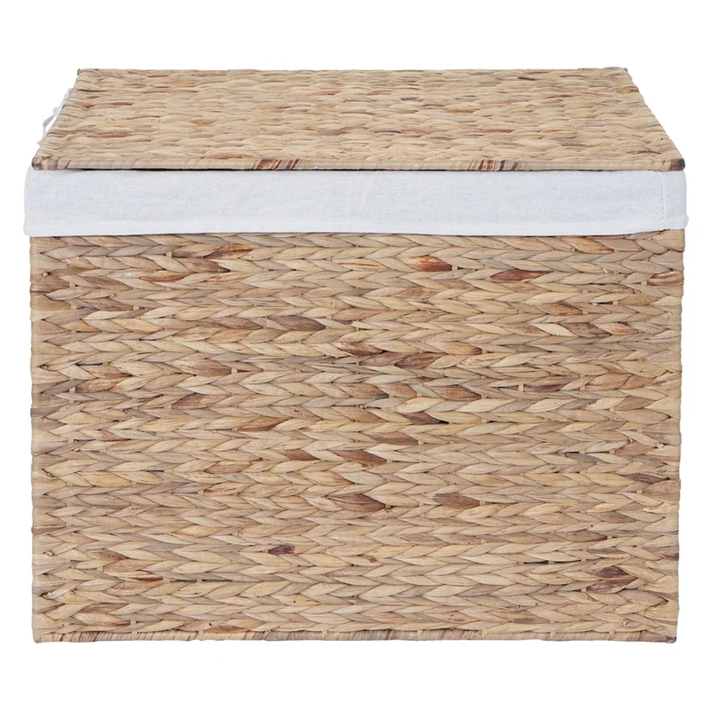 Panier à linge coffre de rangement 2 compartiments jacinthe d'eau 50x60x43cm 129L 04_0003774