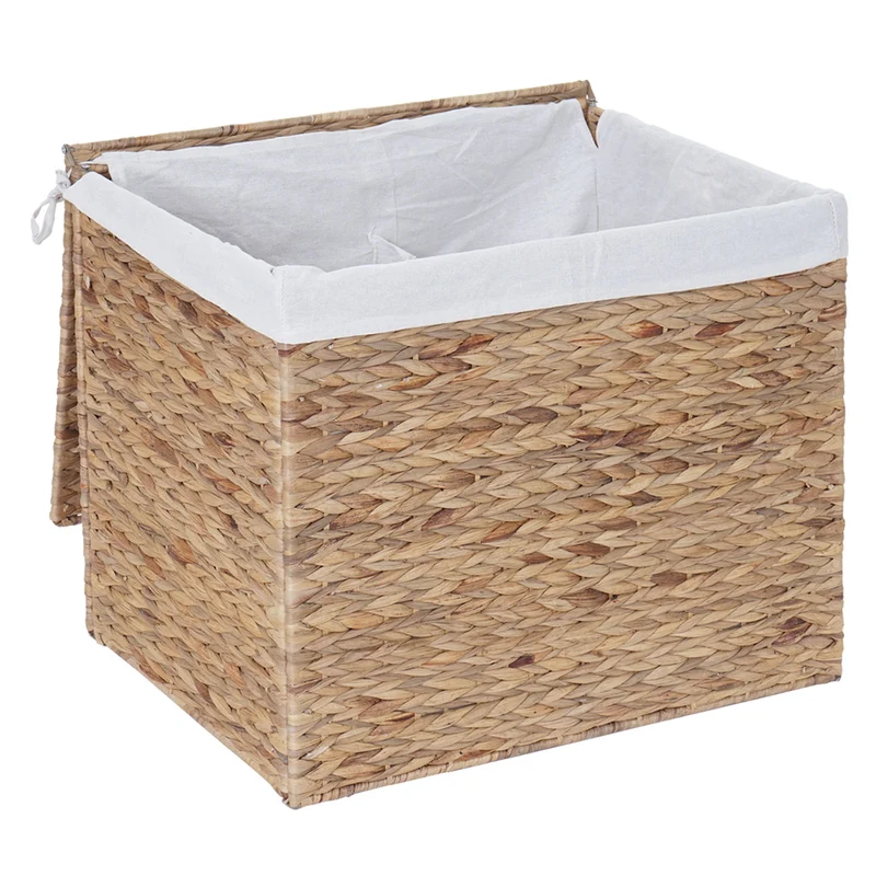 Panier à linge coffre de rangement 2 compartiments jacinthe d'eau 50x60x43cm 129L 04_0003774