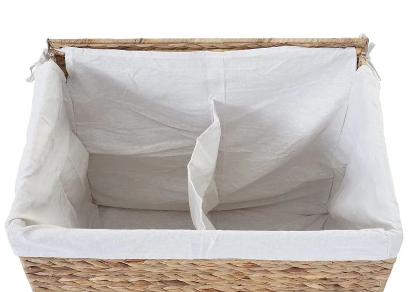 Panier à linge coffre de rangement 2 compartiments jacinthe d'eau 50x60x43cm 129L 04_0003774
