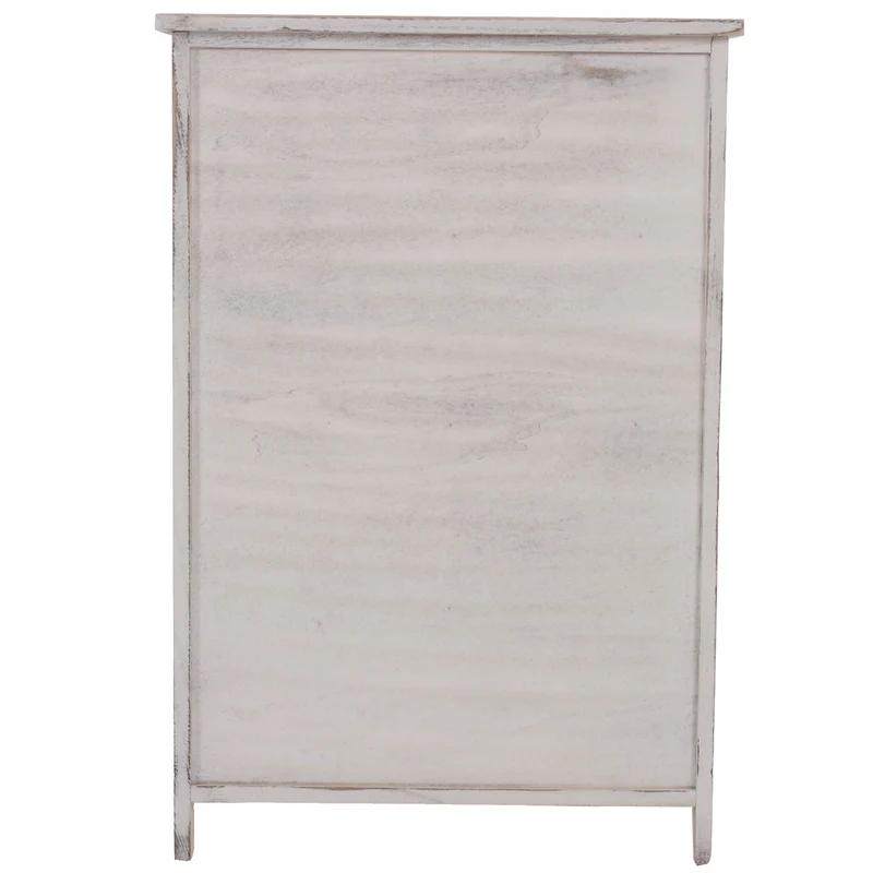 Commode petit meuble de rangement style vintage 82x55x30cm blanc vieilli 04_0002489