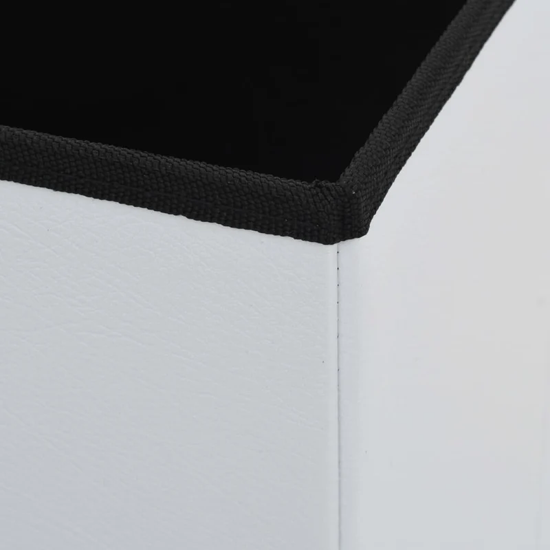 Lot de 2 tabourets assises poufs de rangement pliables en PVC blanc DEC026385