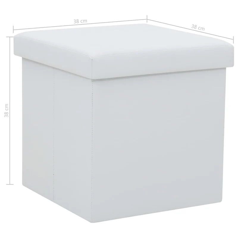 Lot de 2 tabourets assises poufs de rangement pliables en PVC blanc DEC026385