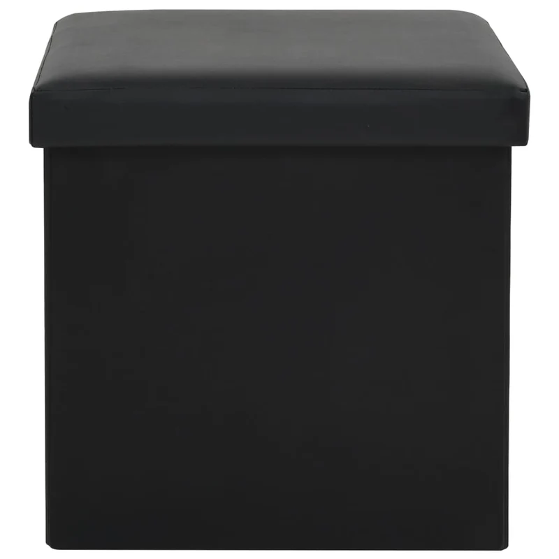 Tabouret assise pouf de rangement pliable en PVC noir DEC026352
