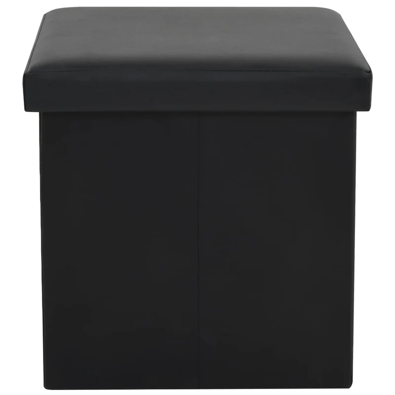 Tabouret assise pouf de rangement pliable en PVC noir DEC026352
