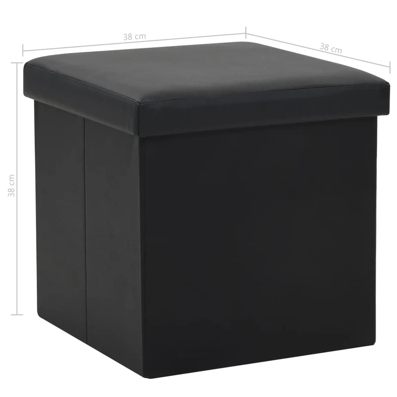 Tabouret assise pouf de rangement pliable en PVC noir DEC026352