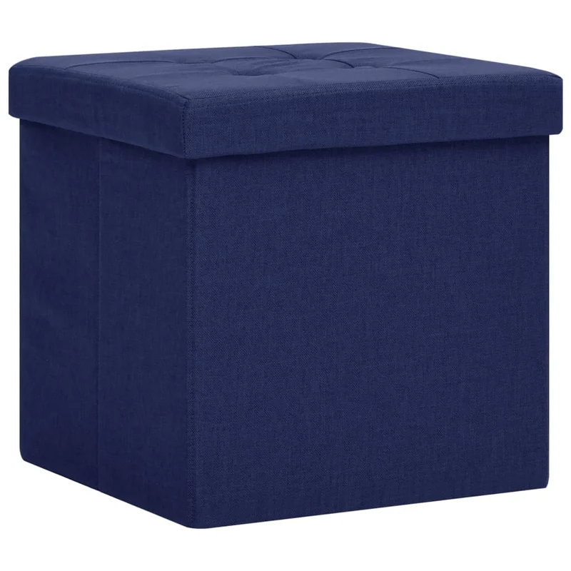 Lot de 2 tabouret assise poufs de rangement pliables en tissu bleu DEC026386