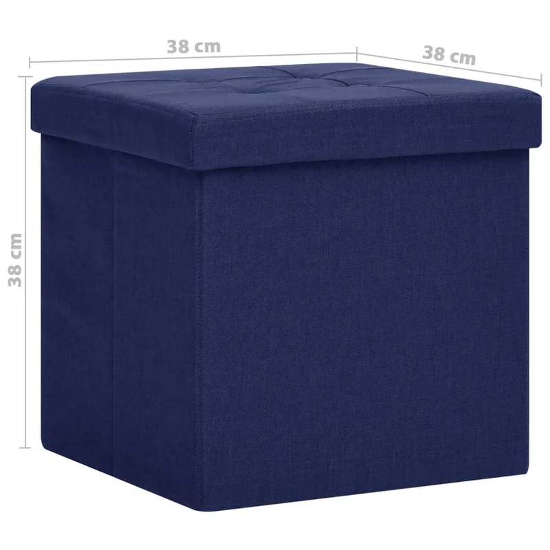 Lot de 2 tabouret assise poufs de rangement pliables en tissu bleu DEC026386