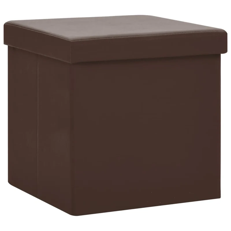 Lot de 2 tabouret assise poufs de rangement pliables en PVC marron DEC026394