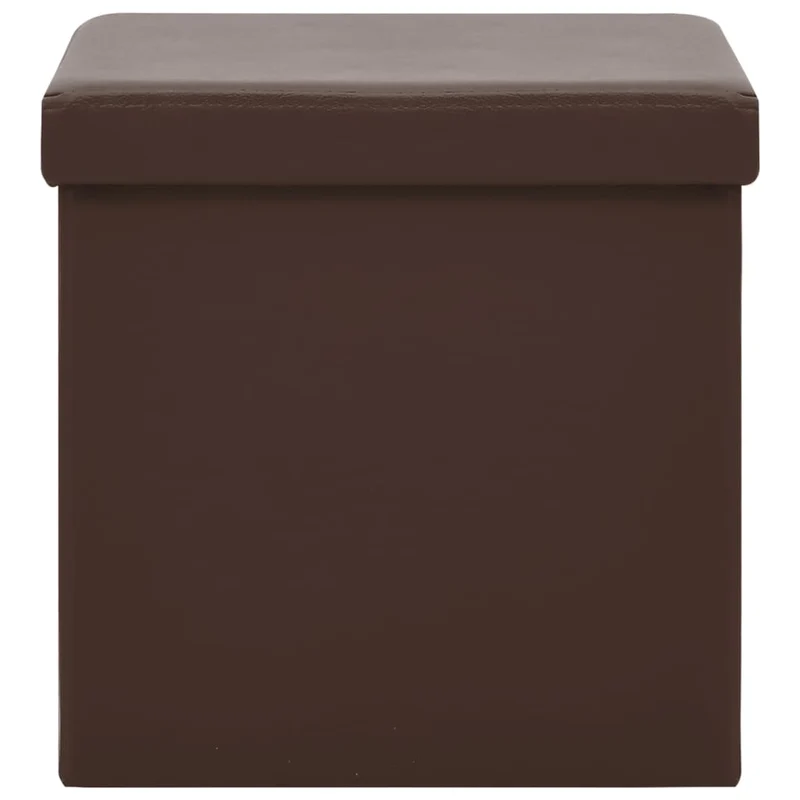 Lot de 2 tabouret assise poufs de rangement pliables en PVC marron DEC026394