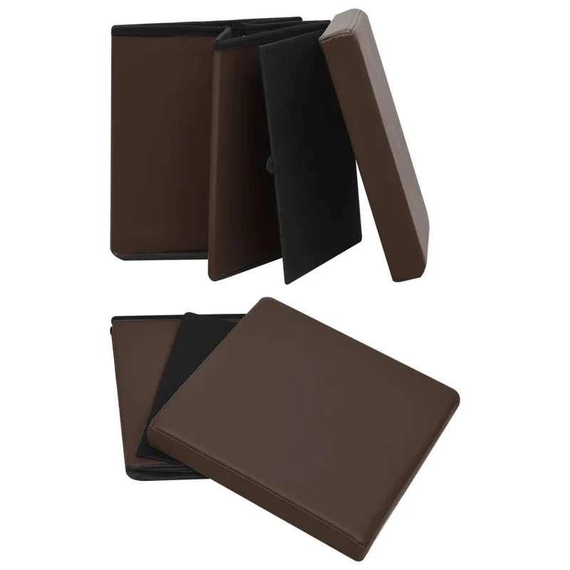 Lot de 2 tabouret assise poufs de rangement pliables en PVC marron DEC026394