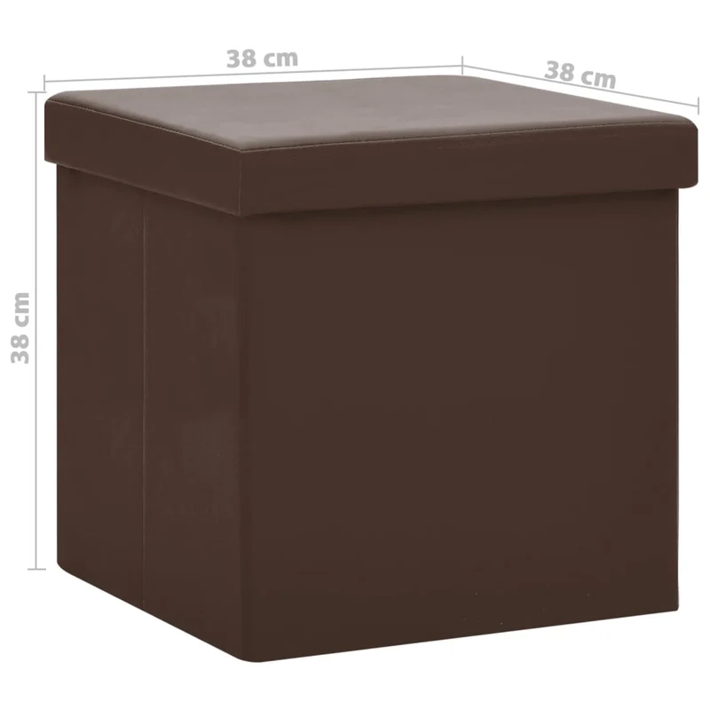 Lot de 2 tabouret assise poufs de rangement pliables en PVC marron DEC026394