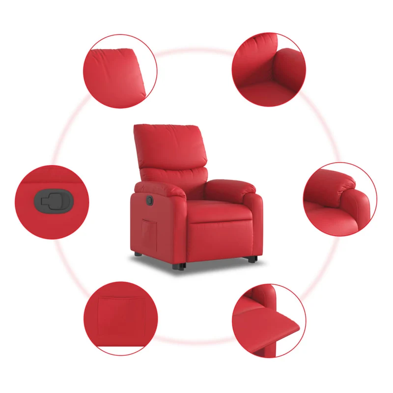 Fauteuil relax TV rembourrage confortable fonction de levage électrique en PVC rouge DEC028170