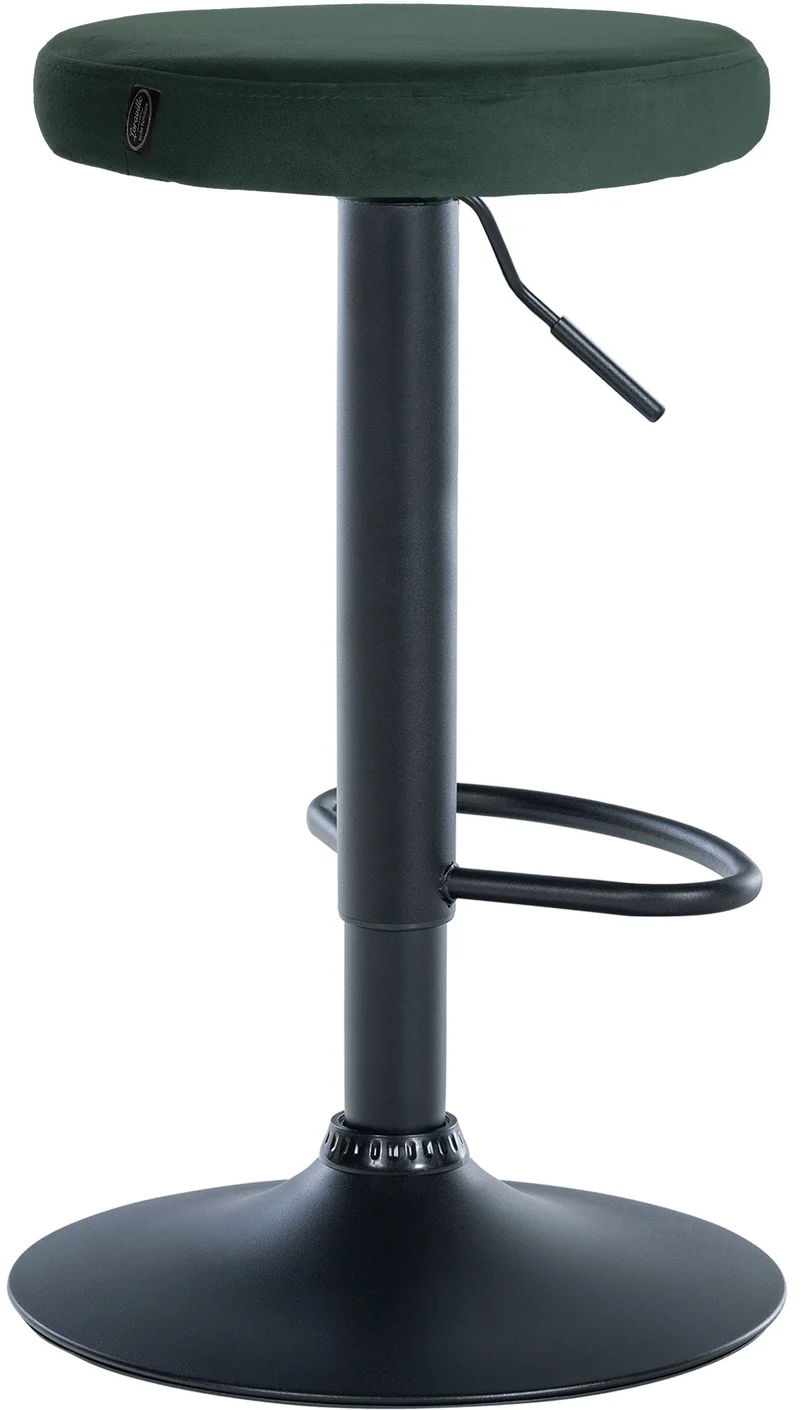 Lot de 2 tabourets de bar avec assise en tissu velours vert et cadre métal noir TDB10708