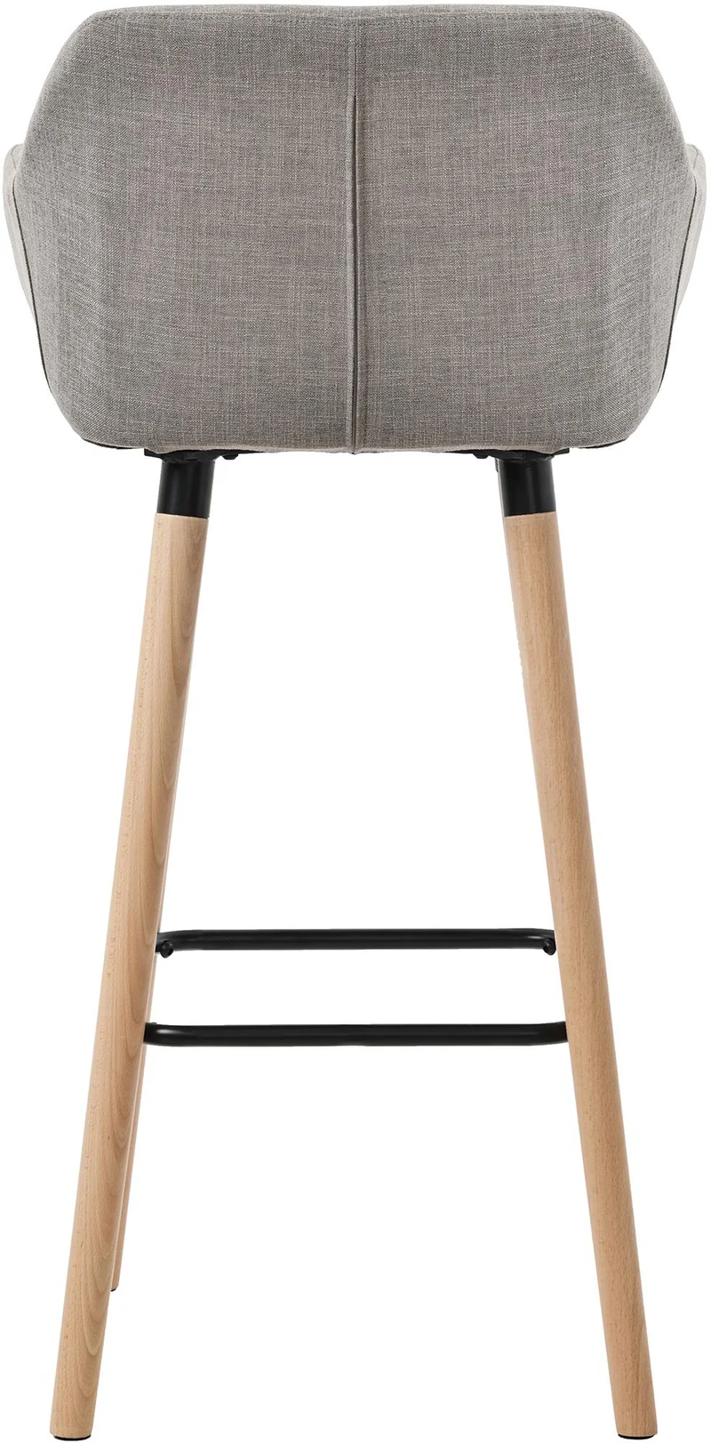 Lot de 2 tabourets de bar lounge design scandinave assise en tissu gris pieds en bois repose-pieds en métal 10_0004174