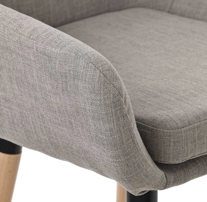 Lot de 2 tabourets de bar lounge design scandinave assise en tissu gris pieds en bois repose-pieds en métal 10_0004174