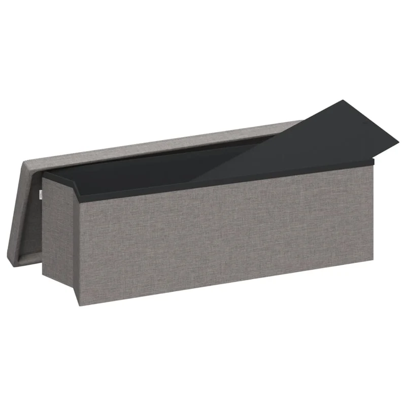 Banc banquette de rangement pliable en tissu gris DEC024789