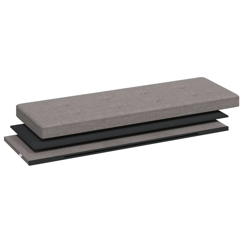 Banc banquette de rangement pliable en tissu gris DEC024789