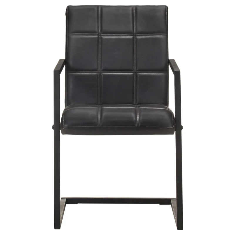 Lot de 4 chaises de salle à manger cuisine cantilever design rétro cuir véritable noir CDS021416