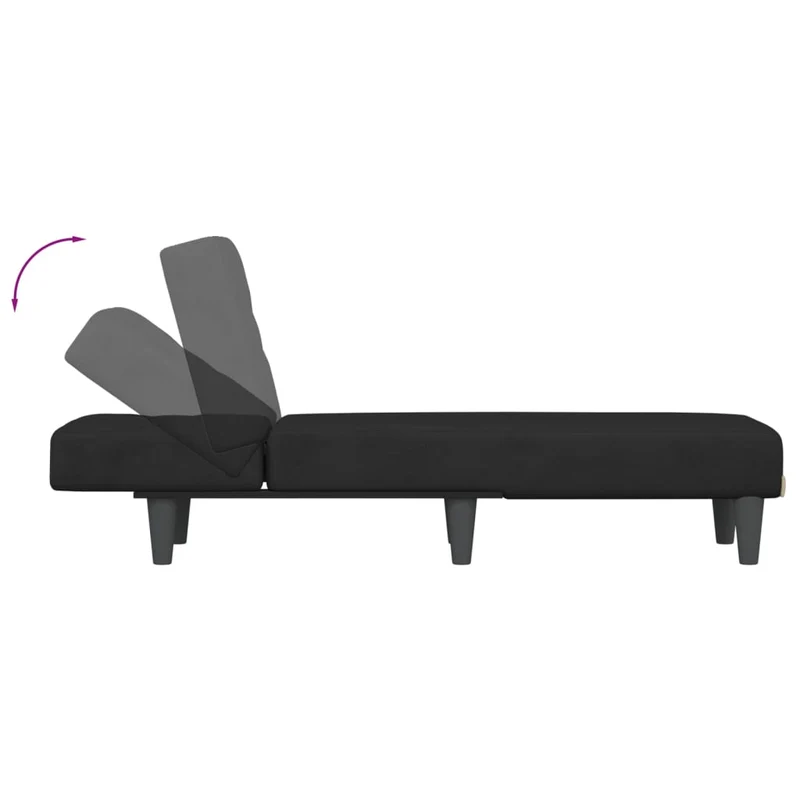 Méridienne chaise longue pour intérieur trois positions convertibles en velours noir DEC026217
