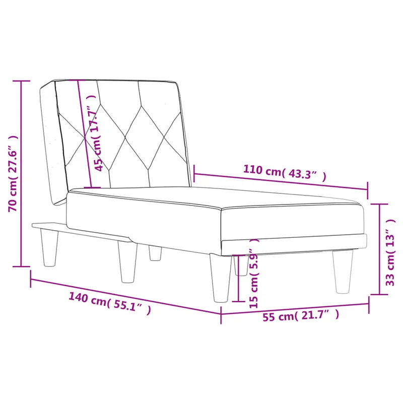 Méridienne chaise longue pour intérieur trois positions convertibles en velours noir DEC026217