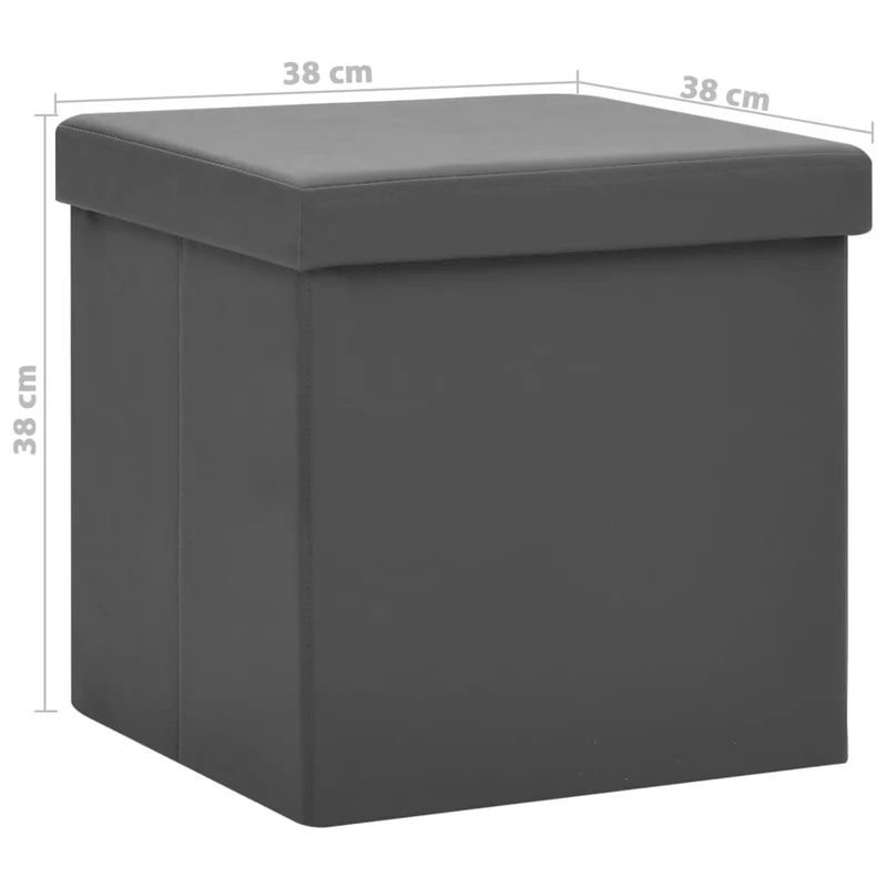 Tabouret assise pouf de rangement pliable en PVC gris DEC026348
