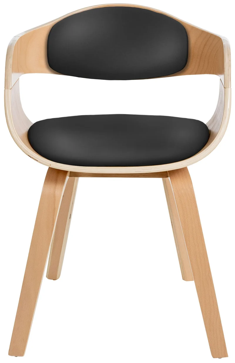 Chaise de salle à manger design scandinave en PVC noir et structure en bois clair 10_0001911