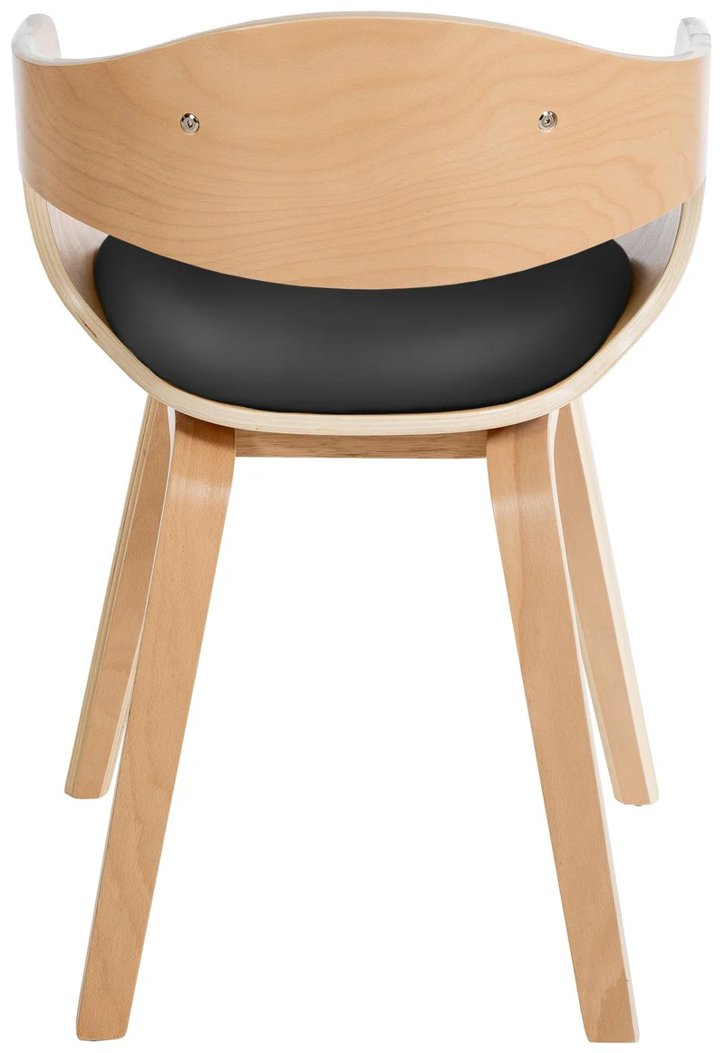 Chaise de salle à manger design scandinave en PVC noir et structure en bois clair 10_0001911