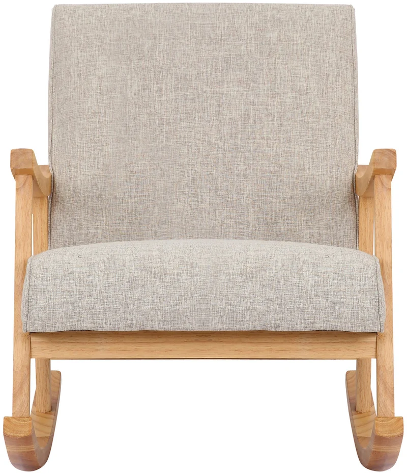 Fauteuil à bascule en tissu crème design scandinave moderne pieds en bois FAB10086