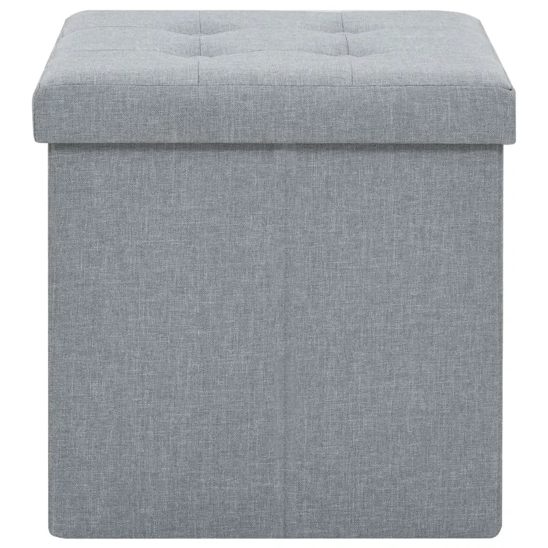 Set de 2 tabourets assises poufs de rangement pliables en tissu gris DEC026389