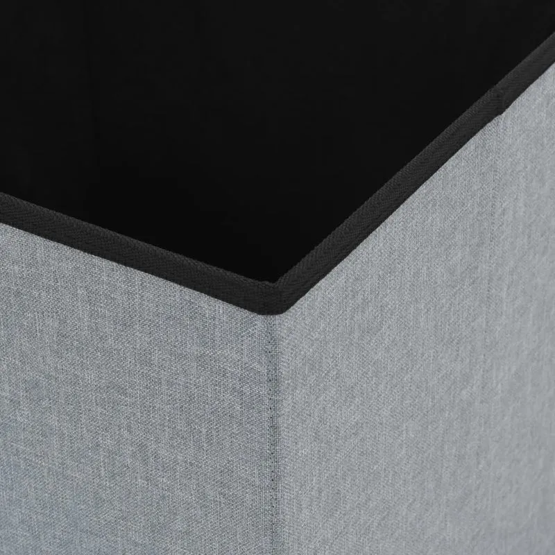 Set de 2 tabourets assises poufs de rangement pliables en tissu gris DEC026389