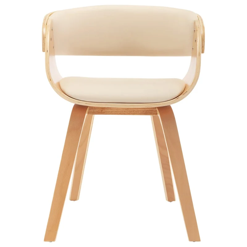 Lot de 4 chaises de salle à manger cuisine design intemporel bois courbé et synthétique crème CDS021454