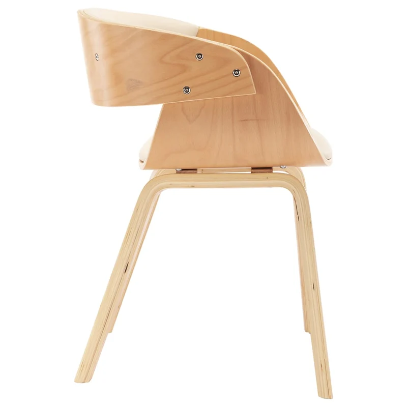 Lot de 4 chaises de salle à manger cuisine design intemporel bois courbé et synthétique crème CDS021454