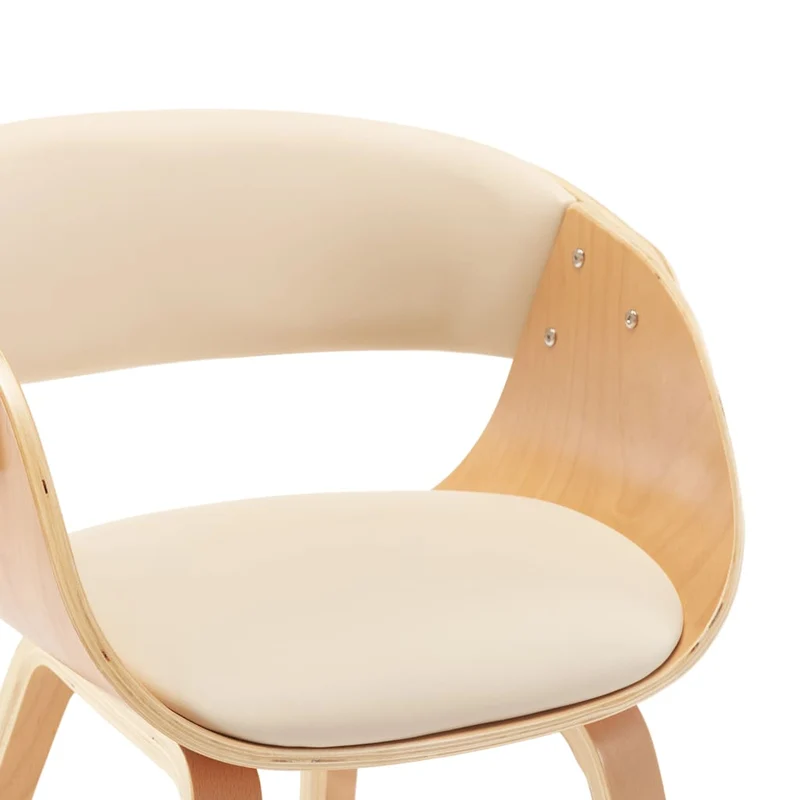 Lot de 4 chaises de salle à manger cuisine design intemporel bois courbé et synthétique crème CDS021454