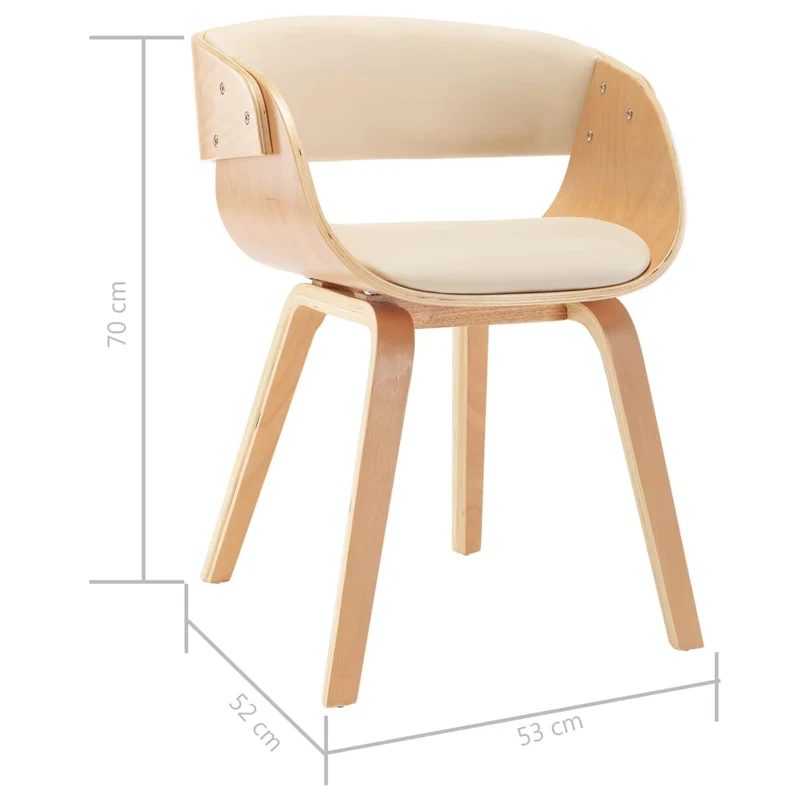 Lot de 4 chaises de salle à manger cuisine design intemporel bois courbé et synthétique crème CDS021454