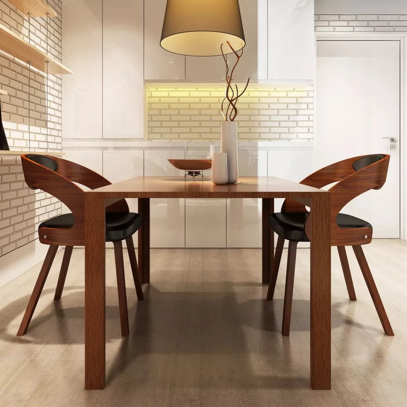 Lot de 2 chaises de salle à manger cuisine design moderne synthétique marron CDS020707