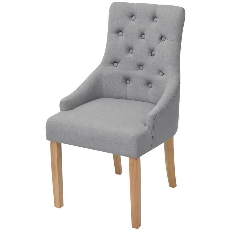 Lot de 6 chaises de salle à manger cuisine capitonné design classique en tissu gris clair CDS022405