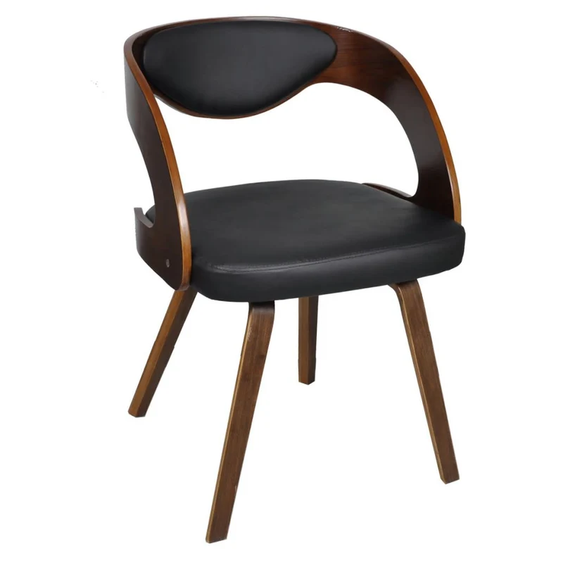 Lot de 4 chaises de salle à manger cuisine design intemporel bois courbé et synthétique marron CDS021669