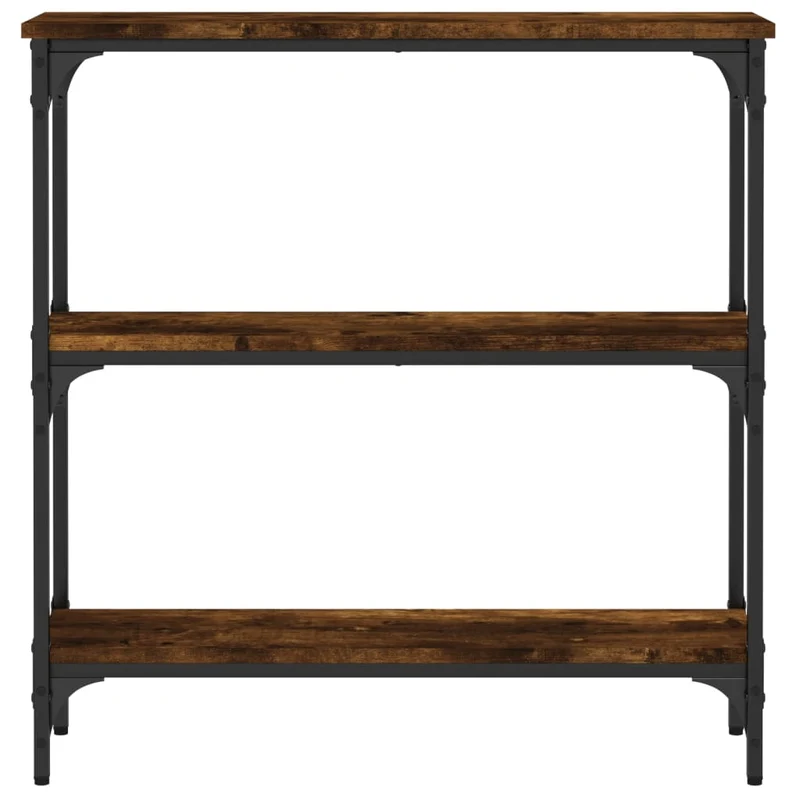 Meuble d'entrée table console design élégant avec étagères 75 x 22,5 x 75 cm bois d'ingénierie marron et métal DEC031803