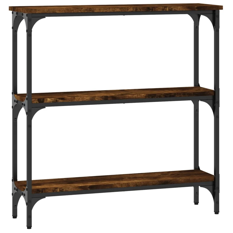 Meuble d'entrée table console design élégant avec étagères 75 x 22,5 x 75 cm bois d'ingénierie marron et métal DEC031803