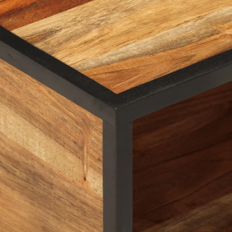 Table de chevet table d'appoint 35 x 35 x 20 cm bois massif d'acacia et fer DEC032562