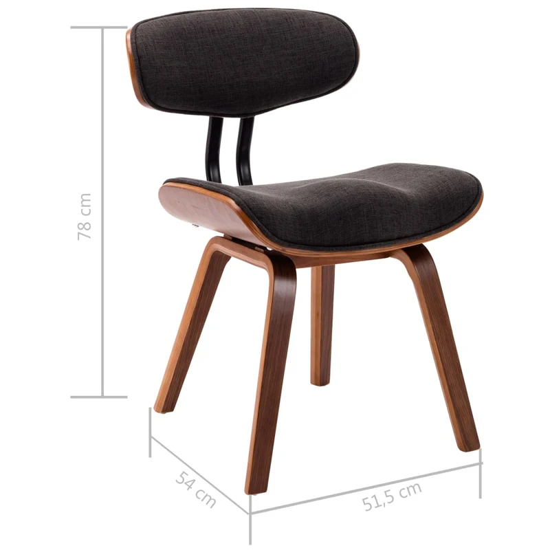 Lot de 6 chaises de salle à manger cuisine design intemporel bois courbé et tissu gris CDS022394