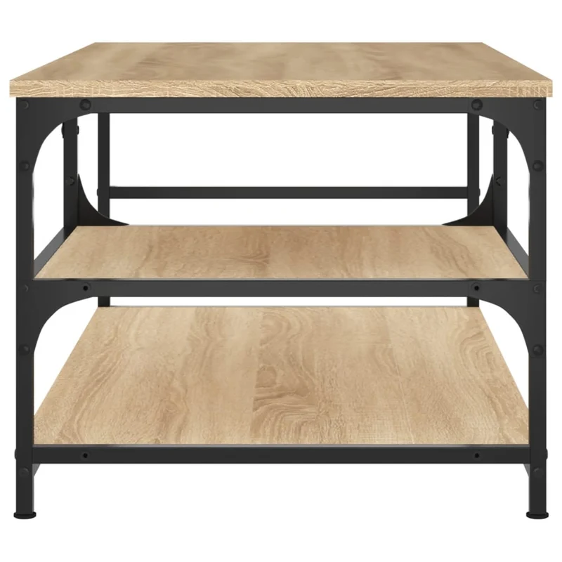 Table basse design industriel rustique 90 x 49 x 40 cm bois d'ingénierie marron et métal DEC039028