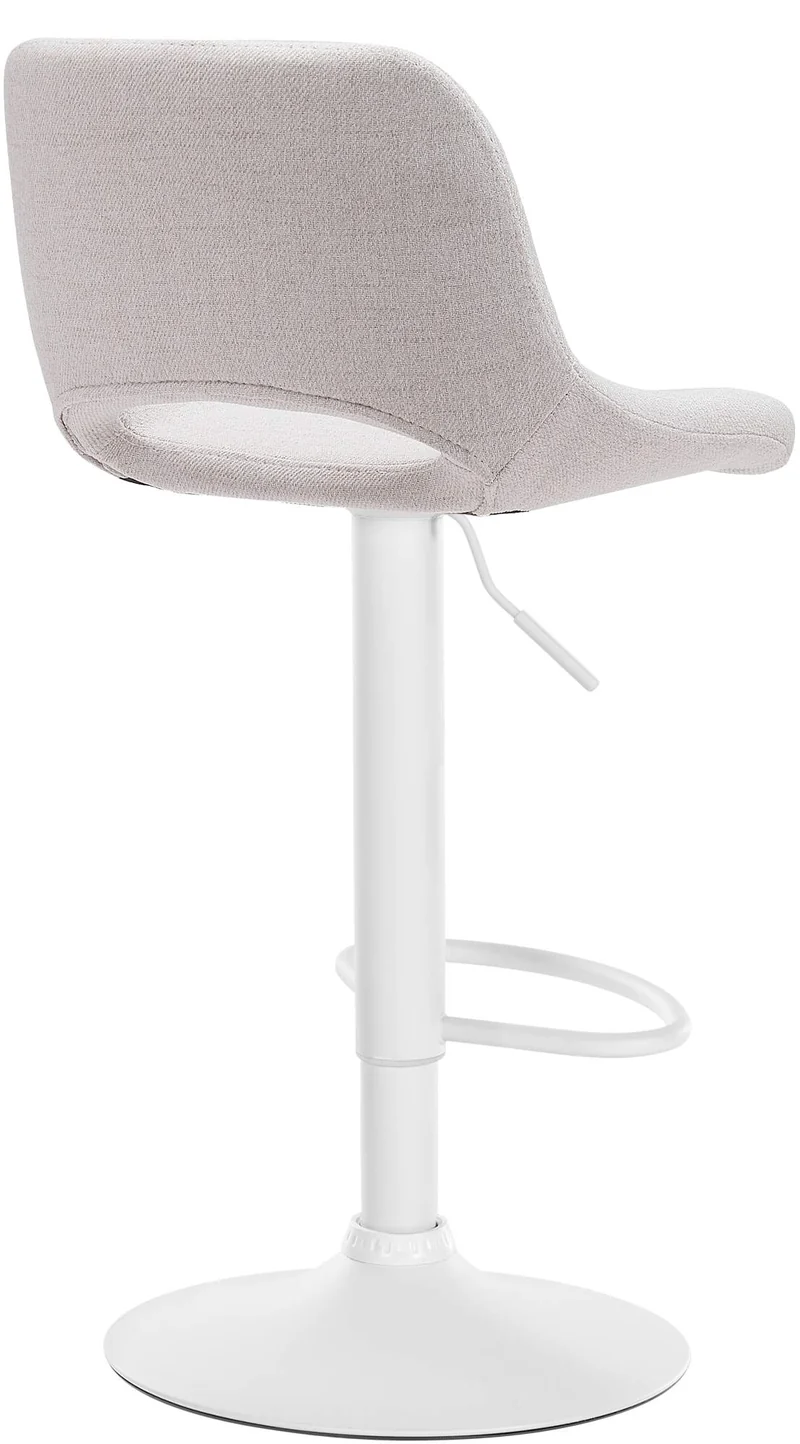 Tabouret de bar chaise haute x1 avec repose-pieds en tissu crème piètement métallique blanc 10_0004617