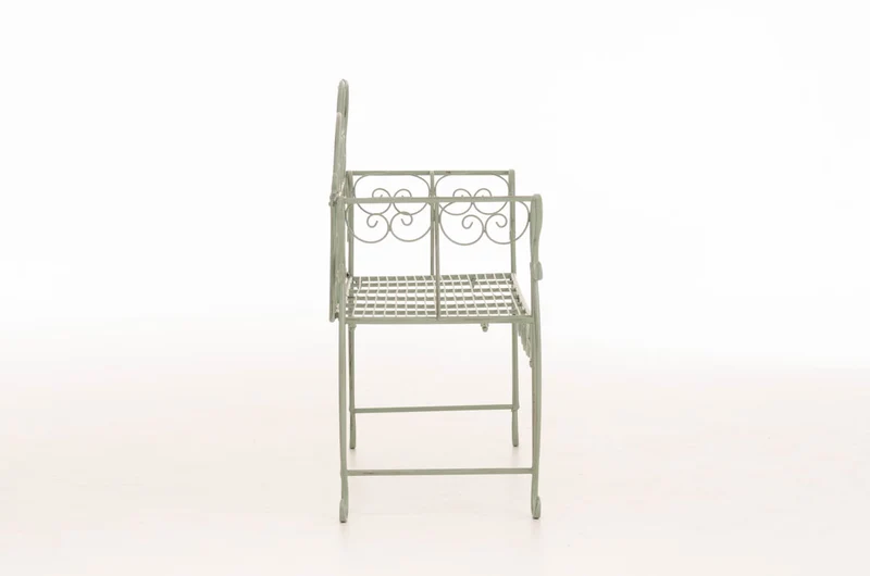 Banc de jardin design rustique largeur 128 cm en métal vert vieilli 10_0002940