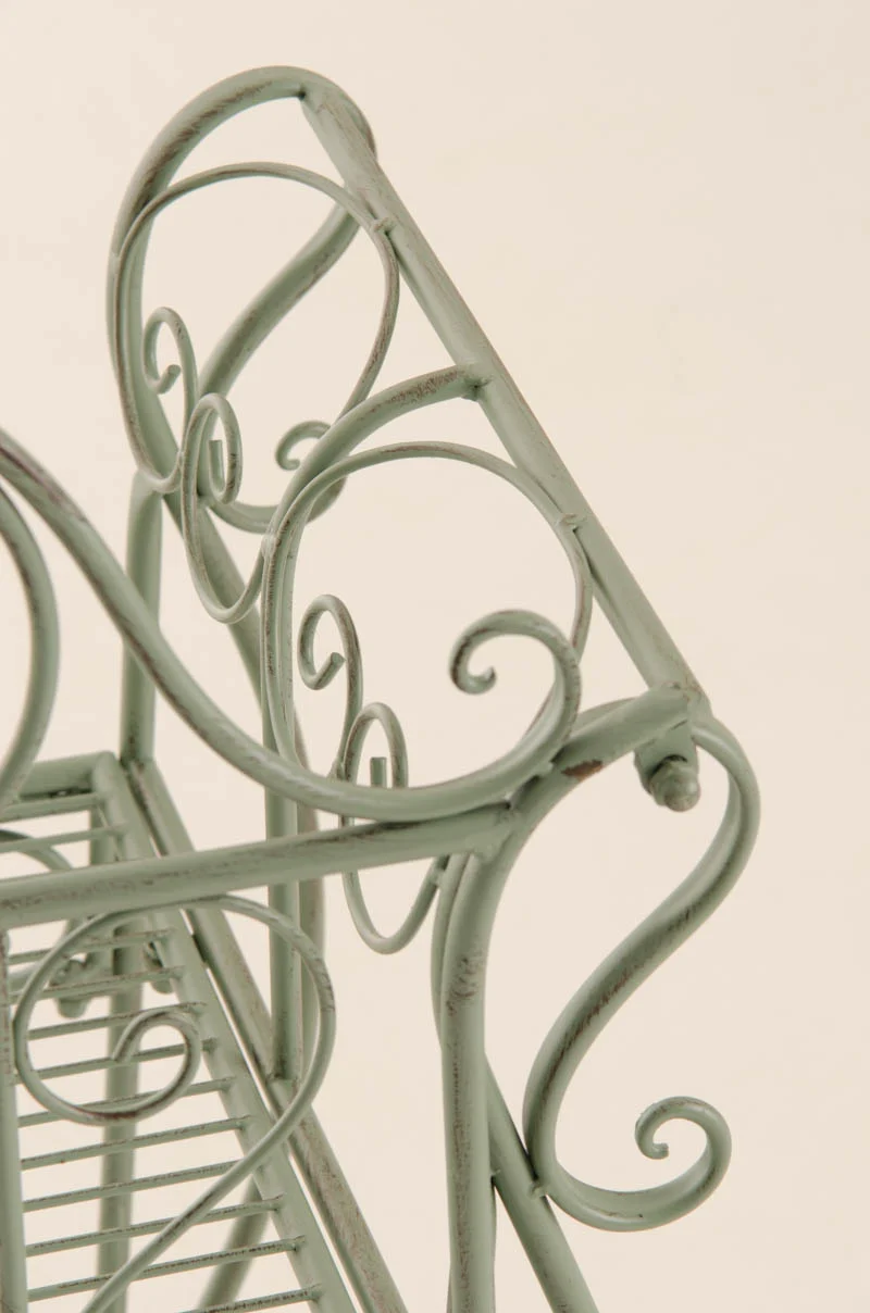 Banc de jardin design rustique largeur 128 cm en métal vert vieilli 10_0002940