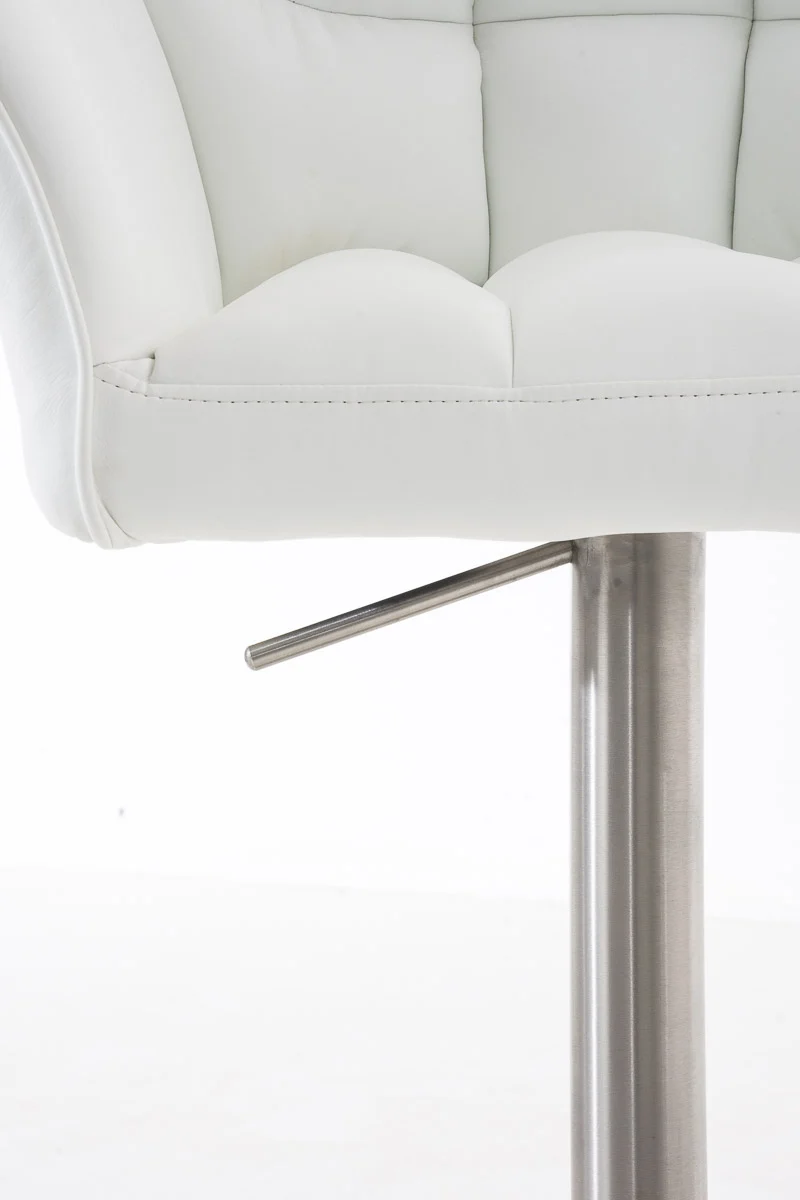 Lot de 2 tabourets de bar réglable en similicuir blanc assise enveloppante capitonnée avec base carrée en acier inoxydable 10_0006639