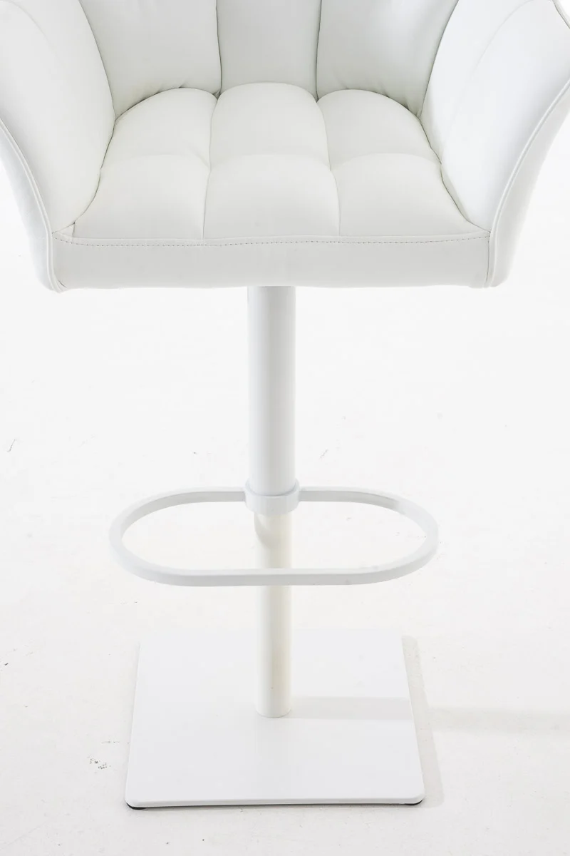 Lot de 2 tabourets de bar réglable en similicuir blanc assise enveloppante capitonnée avec base carrée en métal blanc 10_0006641