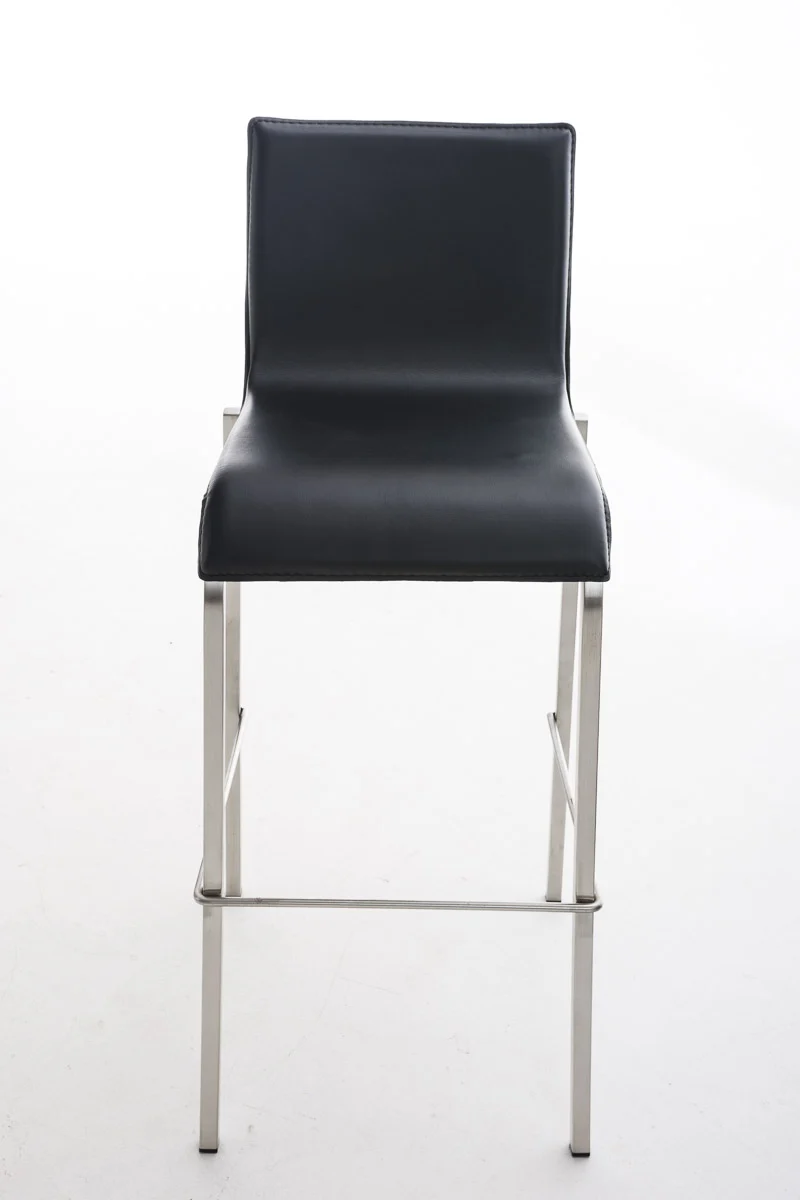 Tabouret de bar x1 cadre en acier inoxydable et siège en PVC noir 10_0004538