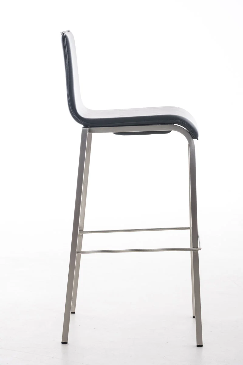Tabouret de bar x1 cadre en acier inoxydable et siège en PVC noir 10_0004538