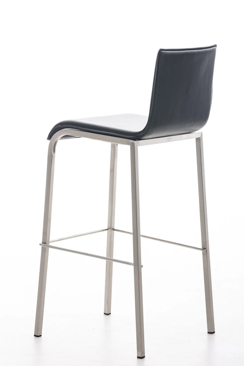 Tabouret de bar x1 cadre en acier inoxydable et siège en PVC noir 10_0004538